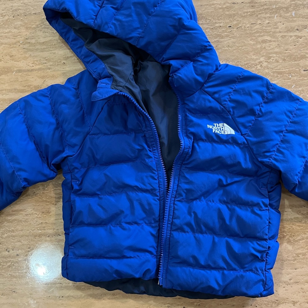 The North Face Kids Royal Blue Puffer Jacket with Hood